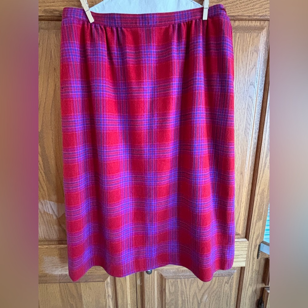 Pendleton Red and Purple Plaid Midi Skirt